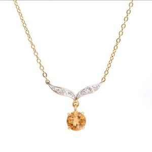 Plated 18KT‎ Yellow Gold 1.04cts Citrine and Diamond Necklace